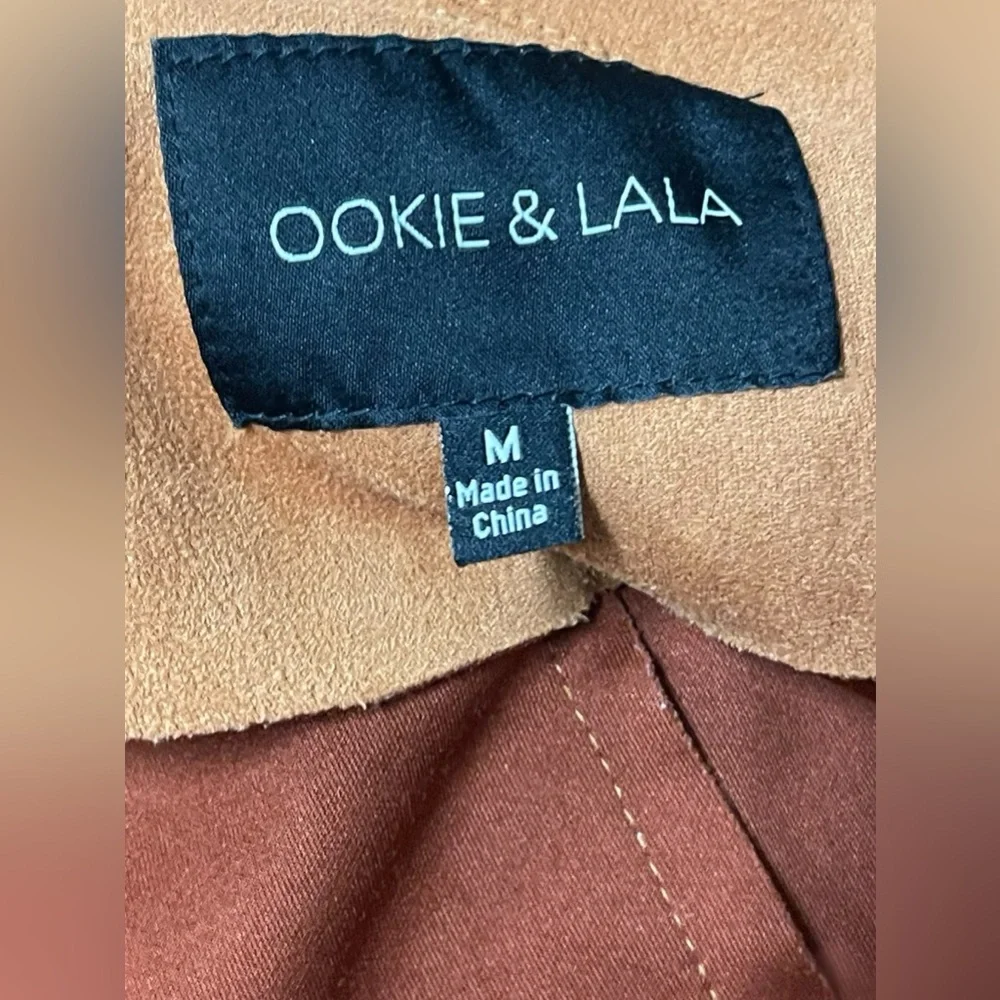 Ookie & LaLa coat size medium burnt orange faux suede trench coat jacket‎ 🧡